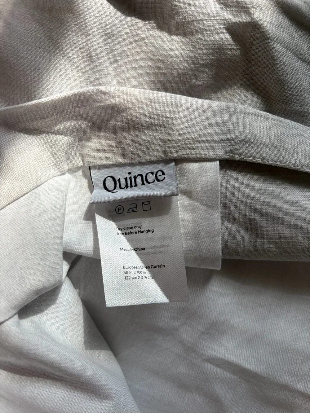 Quince European Linen Curtain Single Panel - Cloud | 48x108